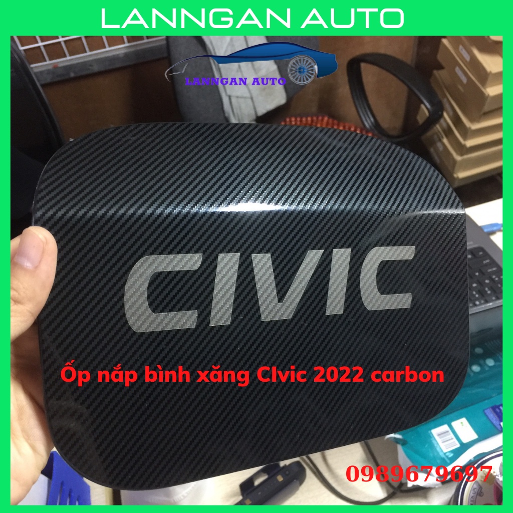 Ốp nắp bình xăng xe Honda Civic 2016-2021, Chất liệu Hợp Kim Carbon và titan cao cấp