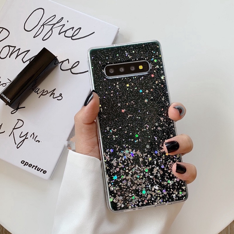 Ốp điện thoại mềm trong suốt lấp lánh Bling Star cho Samsung Galaxy S10 S9 S8 Note 10 Plus