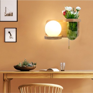 Đèn tường phòng ngủ Đèn đầu giường Thiết kế hiện đại Đèn trang trí nền bằng gỗ nguyên khối Đèn tường để trang trí phòng khách