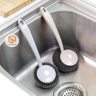 Cọ Xoong Nồi Inox 6999 Có Tay Cầm 24cm, Bùi Nhùi Cọ Xoong Nồi Nhà Bếp Cam Homeware