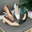 Giày cao gót 3 phân mũi vuông Annmodels gót vuông chất liệu xi bóng cao cấ phong cách công sở_A3004X
