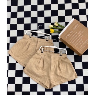 LOOK BASIC - Quần short nữ basic đơn giản form chử A lưng cao - nâu