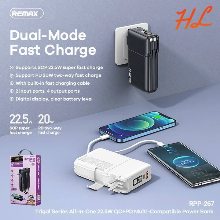 Remax Power Bank RPP-267 – 20,000mAh, 20W – 4