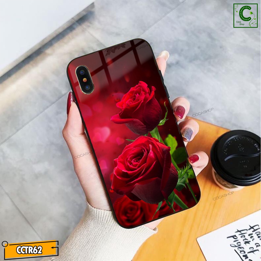 Ốp iPhone Mặt Kính Nano Dẻo - Ốp Hoa Hồng Lãng Mạn