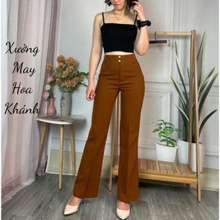 Quần Loe Cạp Cao Hai Cúc Dáng Dài Vải Tuyết Mưa Loại 1 Không nhăn Không Bám Bụi Tôn Dáng