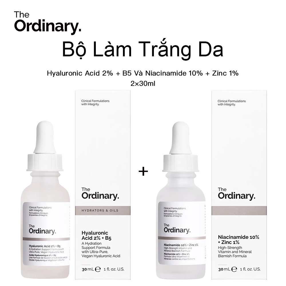 Bộ The Ordinary niacinamide serum b5 axit hyaluronic 2 + b5