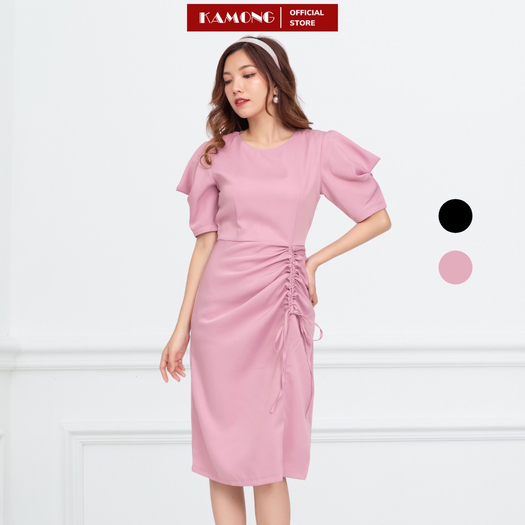 Đầm rút tùng tay đổ KAMONG D129