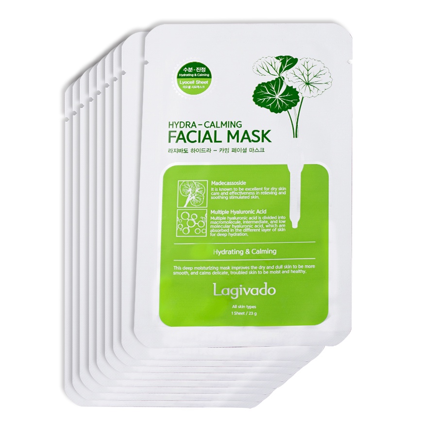 Combo 9 mặt nạ dưỡng da giảm dầu và mụn rau má Hàn Quốc Lagivado Facial Mask dạng giấy 23g/miếng