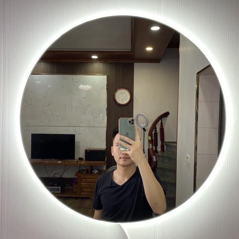 Gương nhà tắm đèn led Siêu Sang, Gương tròn treo tường led hậu