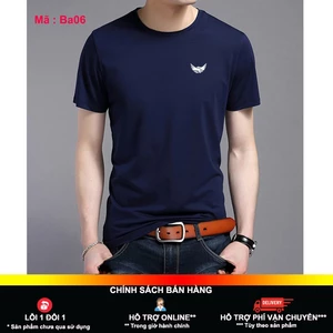 Áo thun nam cổ tròn màu xanh than made in bahada