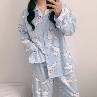 SANRIO Bộ Đồ Ngủ Pijama Tay Dài In Họa Tiết Hoạt Hình Cinnamoroll Babycinnamoroll Dễ Thương Thời Trang Xuân Thu Cho Nữ