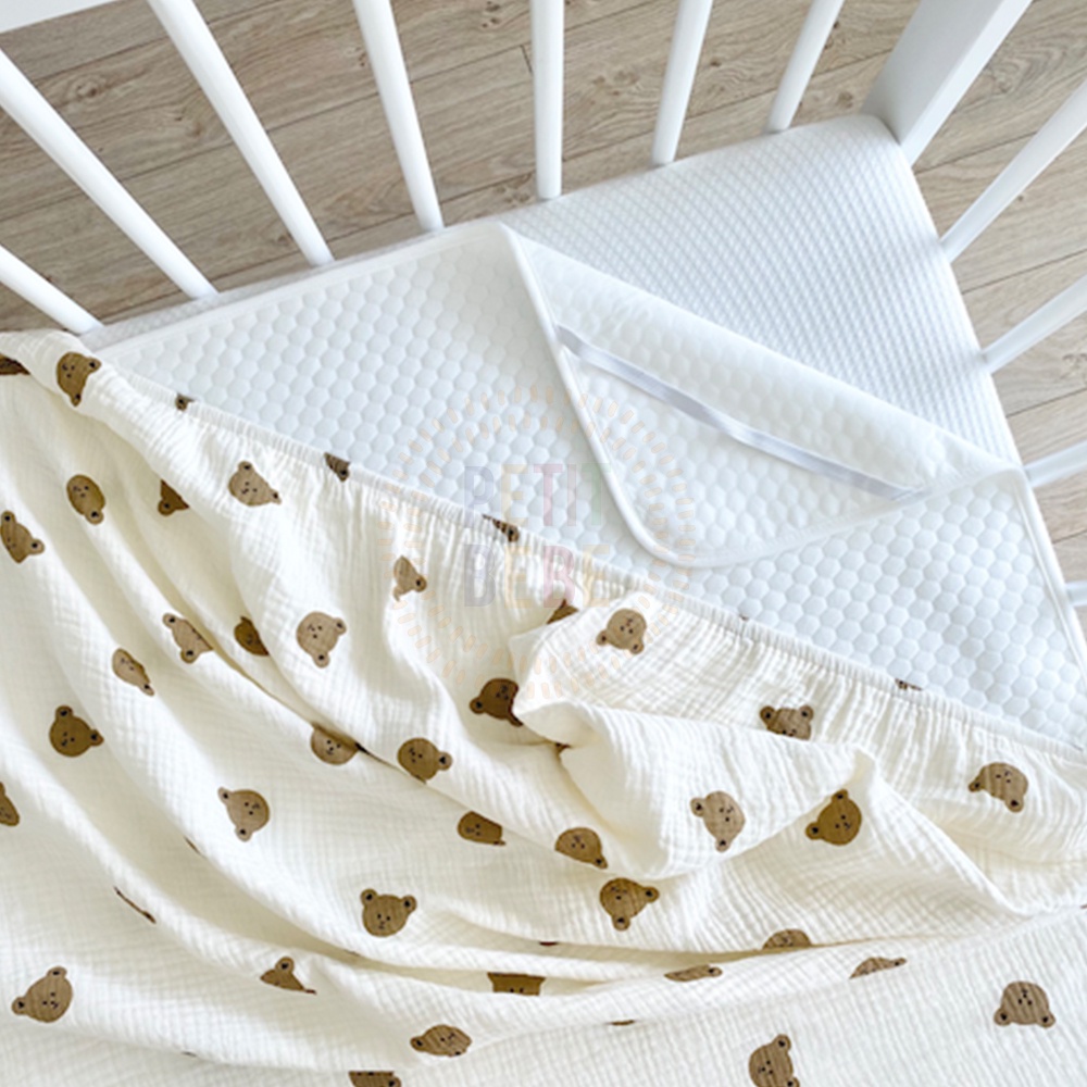 Mô tả Lót chống thấm bảo vệ nệm cũi cho bé PETIT BEBE cotton chun 4 góc tiện lợi - 3