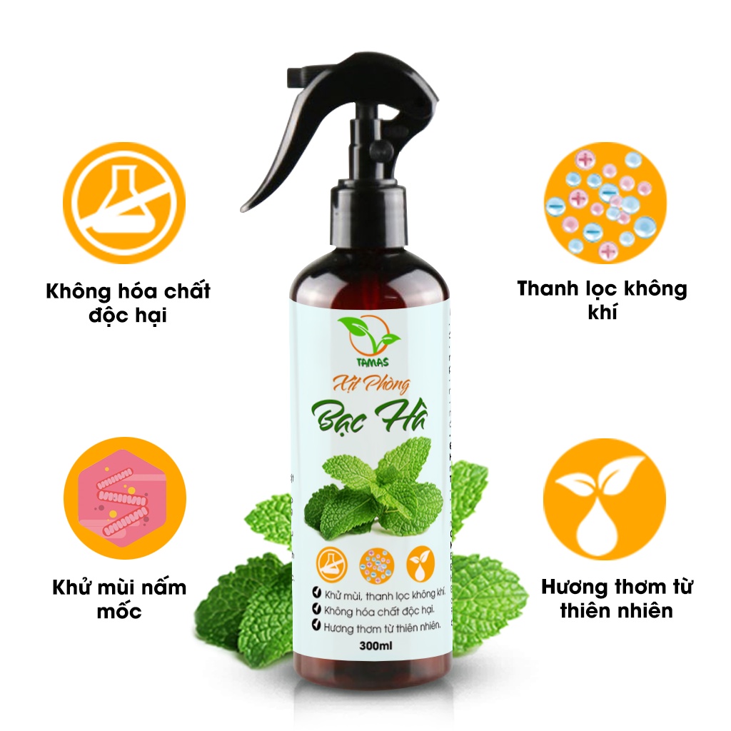 Ảnh Xịt thơm phòng hương Bạc Hà chai 300ml-100ml- Kháng khuẩn - Khử mùi hôi - Đuổi chuột và côn trùng. 2
