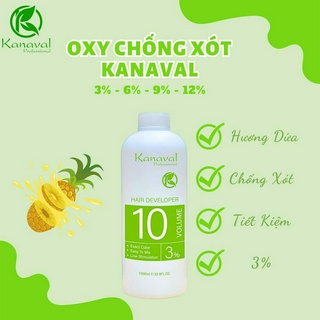 Oxy Trợ Nhuộm KANAVAL Hương Dứa Thơm Mát Không Xót Da Đầu 3%, 6%, 9%, 12% Chai 1000ml
