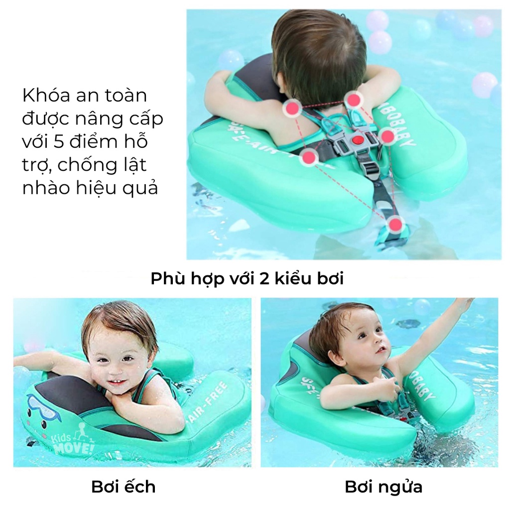 Ảnh Phao bơi ngực Mambobaby cho bé sơ sinh 3 tháng 1 2 tuổi có mái che, không bơm hơi, chống lật, ruột đặc chính hãng 4