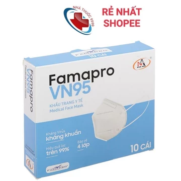 [Chính Hãng] Khẩu trang VN95 Famapro Hộp 10 cái khẩu trang N95 4 lớp màu trắng
