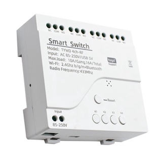 Tuya Smart Wifi Motor Switch ule RF 433 Radio Remote Control 4CH Inching Relay for Alexa Google Home, 4CH