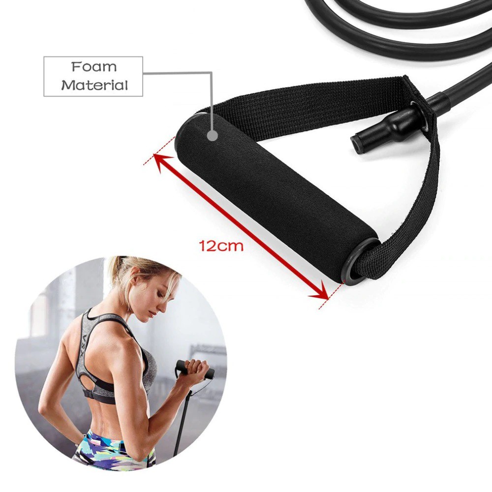 Dây tập kháng lực YOGA tập bụng co giãn, kéo cơ có tay cầm SPORTY theo cấp độ 10, 15, 20, 25, 30LBS