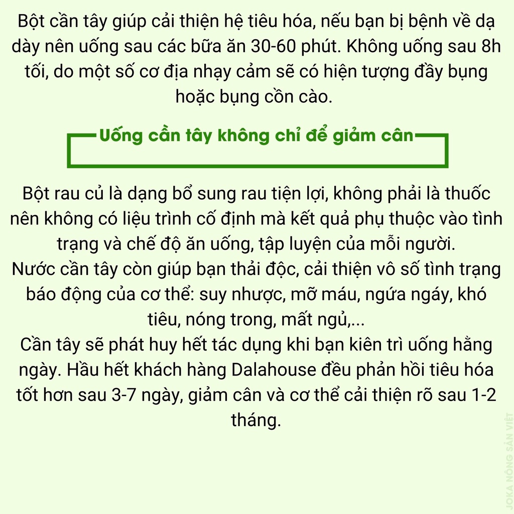 Mô tả Bột cần tây detox nguyên chất sấy lạnh Dalahouse bột rau củ hữu cơ đạt chuẩn Châu Âu - 8