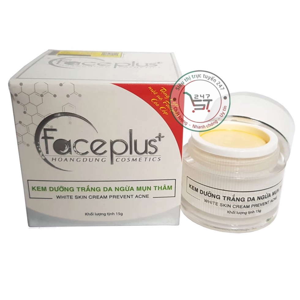 Kem dưỡng Trắng da mặt ngừa Mụn Thâm Se khít lỗ chân lông Face plus (trắng-xanh lá)