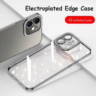 Ốp Điện Thoại Viền Mạ Điện Cho iPhone 13 12 11 Pro 13 ProMax 12 Pro Ốp Lưng TPU Trong Suốt Mềm T08