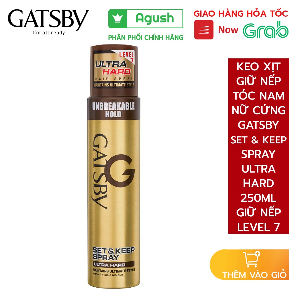 Keo xịt tóc nam nữ thơm giữ nếp lâu siêu cứng chính hãng nhật bản Gatsby Hair Spray Ultra Hard chai 250ml không bết dính