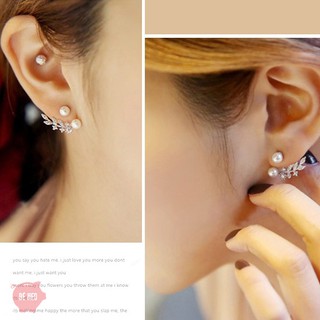 Bông tai ngọc đôi nạm đá nhân tạo chiếc lá BHBT126