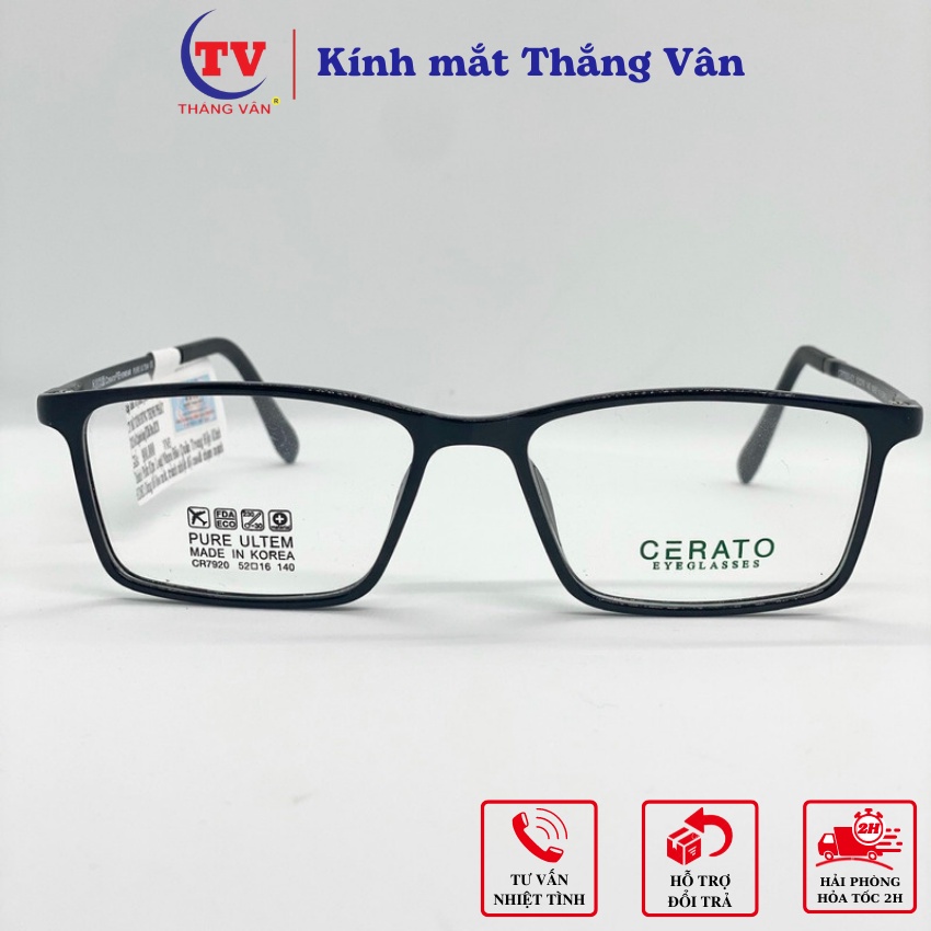 Gọng kính nam nữ Cerato CR7920 Hàn Quốc mắt vuông màu đen cao cấp chính ...