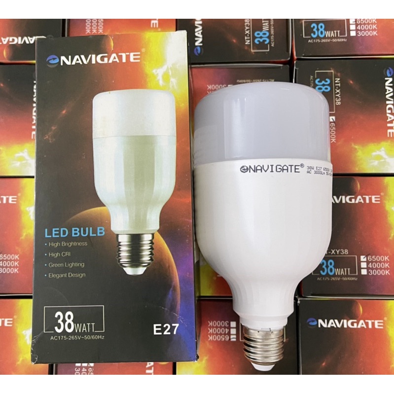 Bóng led buld tròn cao cấp 38W Navigate vỏ nhôm tản nhiệt siêu dày ...