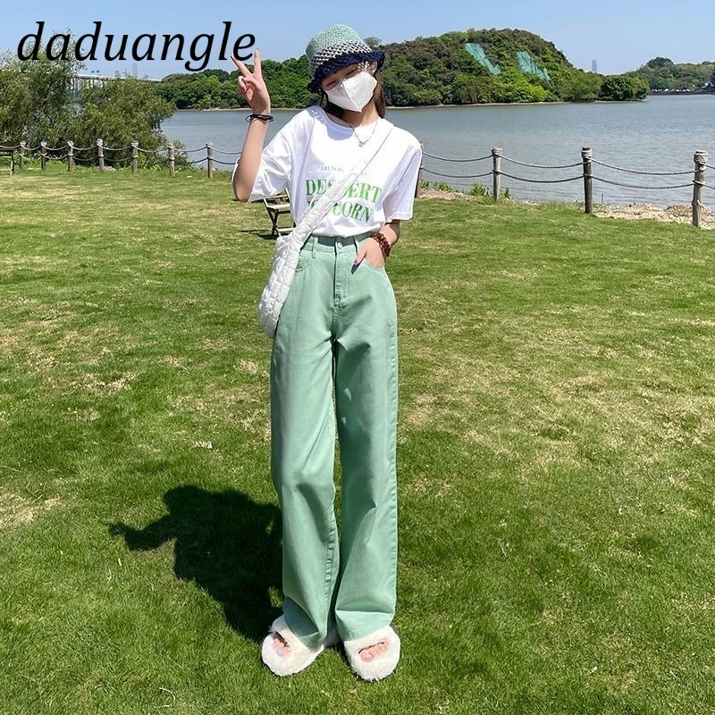 Ảnh Quần jeans Daduhey lưng cao ống rộng size lớn tùy chọn màu thời trang cho nữ 4