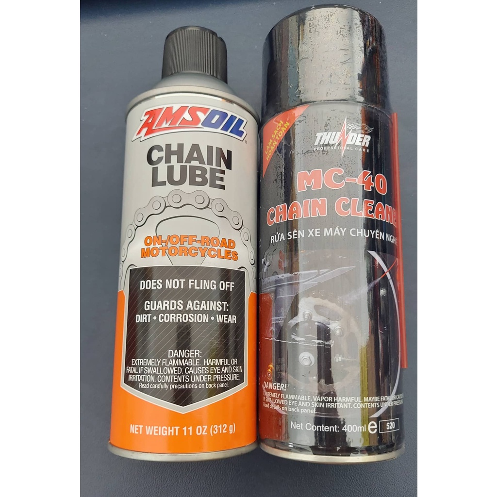 Dưỡng Sên Amsoil Chain Lube 312g kèm rữa sên thunder 400ml Shopee