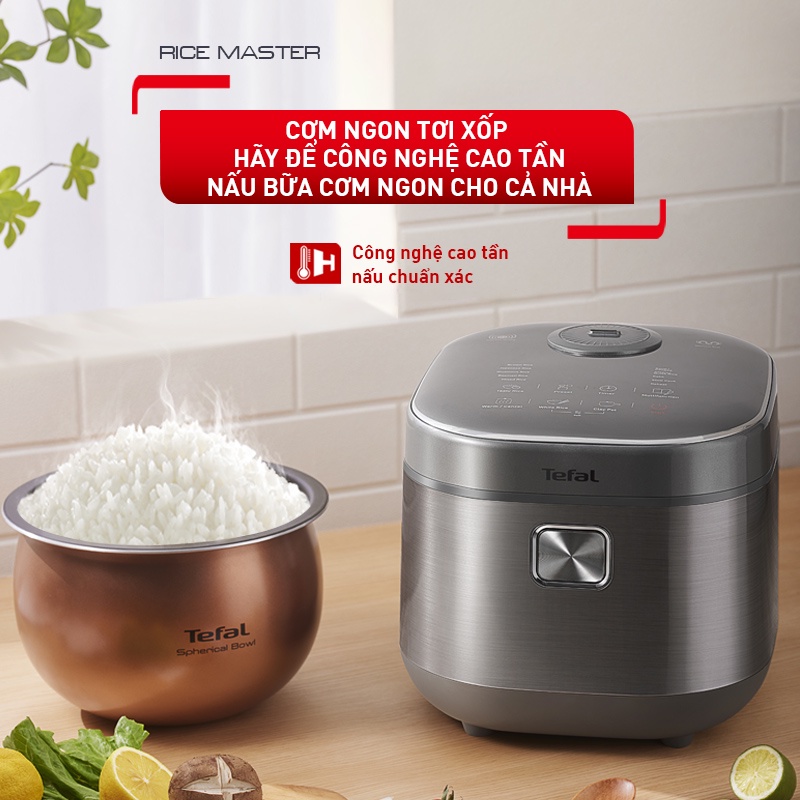Mô tả Nồi cơm điện tử cao tần Tefal RK818A68 - 1.8L - Lòng nồi niêu - Giữ ấm 12h - Bảo hành 2 năm - 1