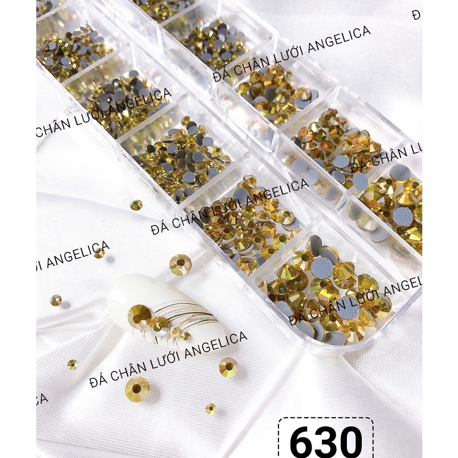 Đá chân lưới nail 12 khía vàng gold ánh hồng Metal Sunlight đính trang trí móng ANGELICA 630