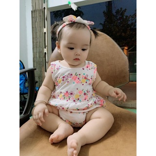 Bộ babydoll hè chính hãng Bunny chất thun cotton cho bé gái 3-10kg(*)