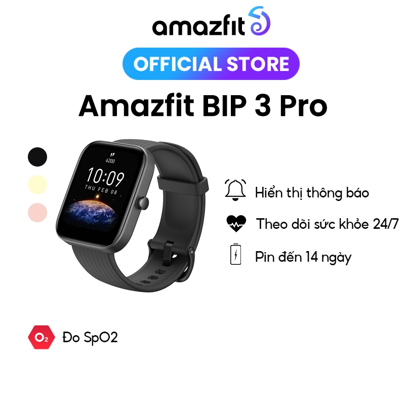Đồng hồ thông minh Amazfit Bip 3 Pro - Rèn luyện sức khỏe - Màn hình lớn | Pin 2 tuần