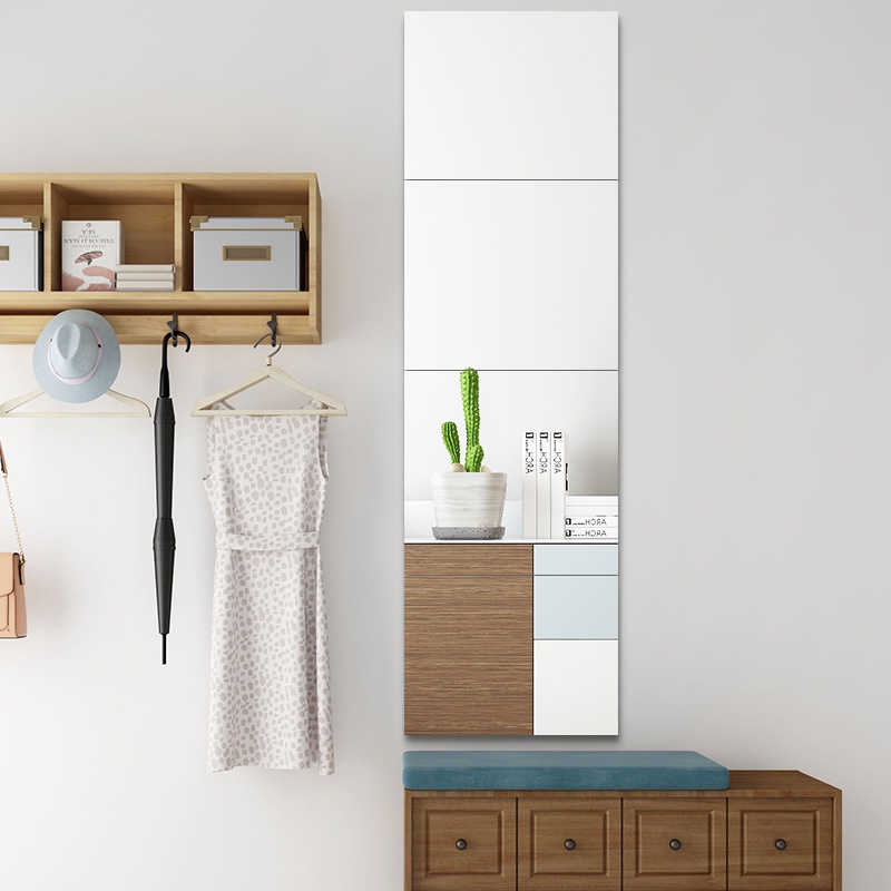 Gương dán tường NHU Y DECOR , gương thật hình vuông ghép lại độc đáo sáng tạo, kính dán soi rõ nét 20x20cm [Có kèm keo]
