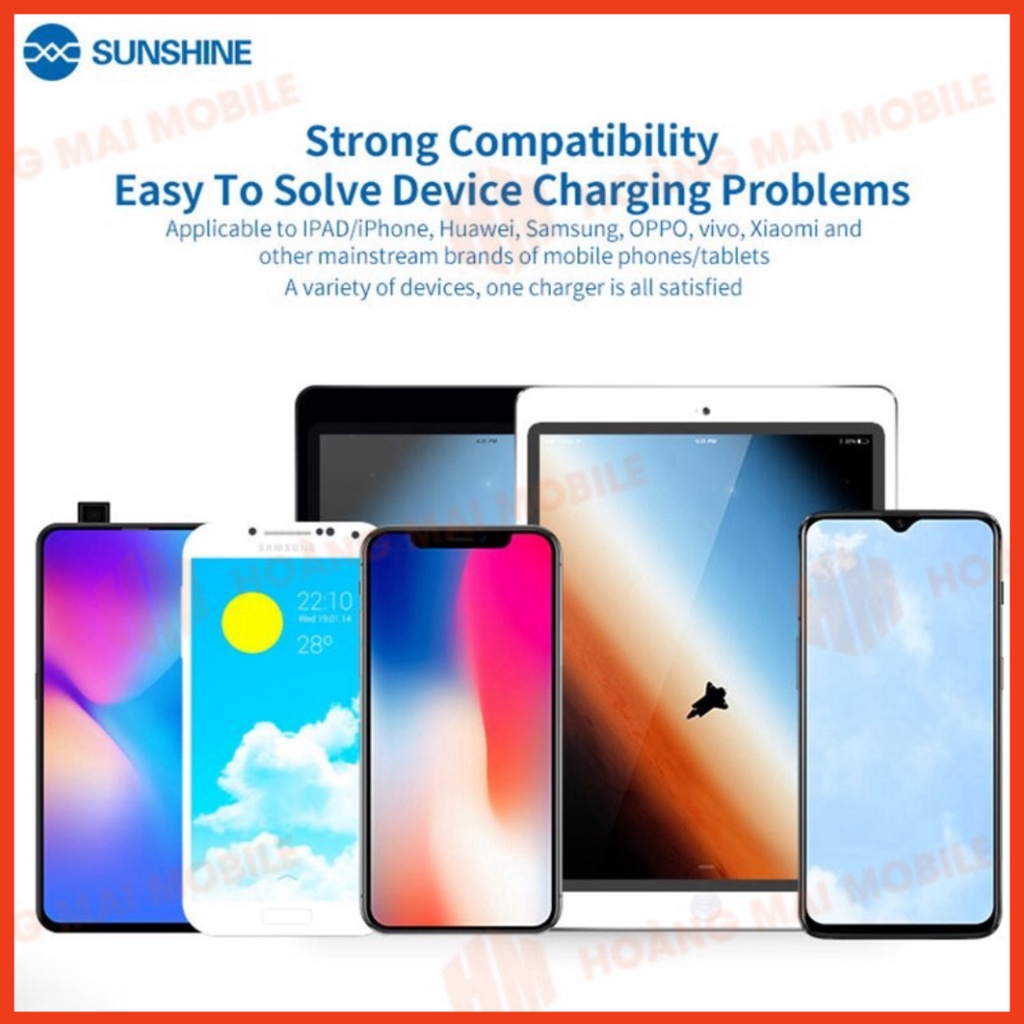Sạc nhanh SUNSHINE SS-304Q 40W 6 cổng: 4 USB-A + QC3.0 + Type-C/PD