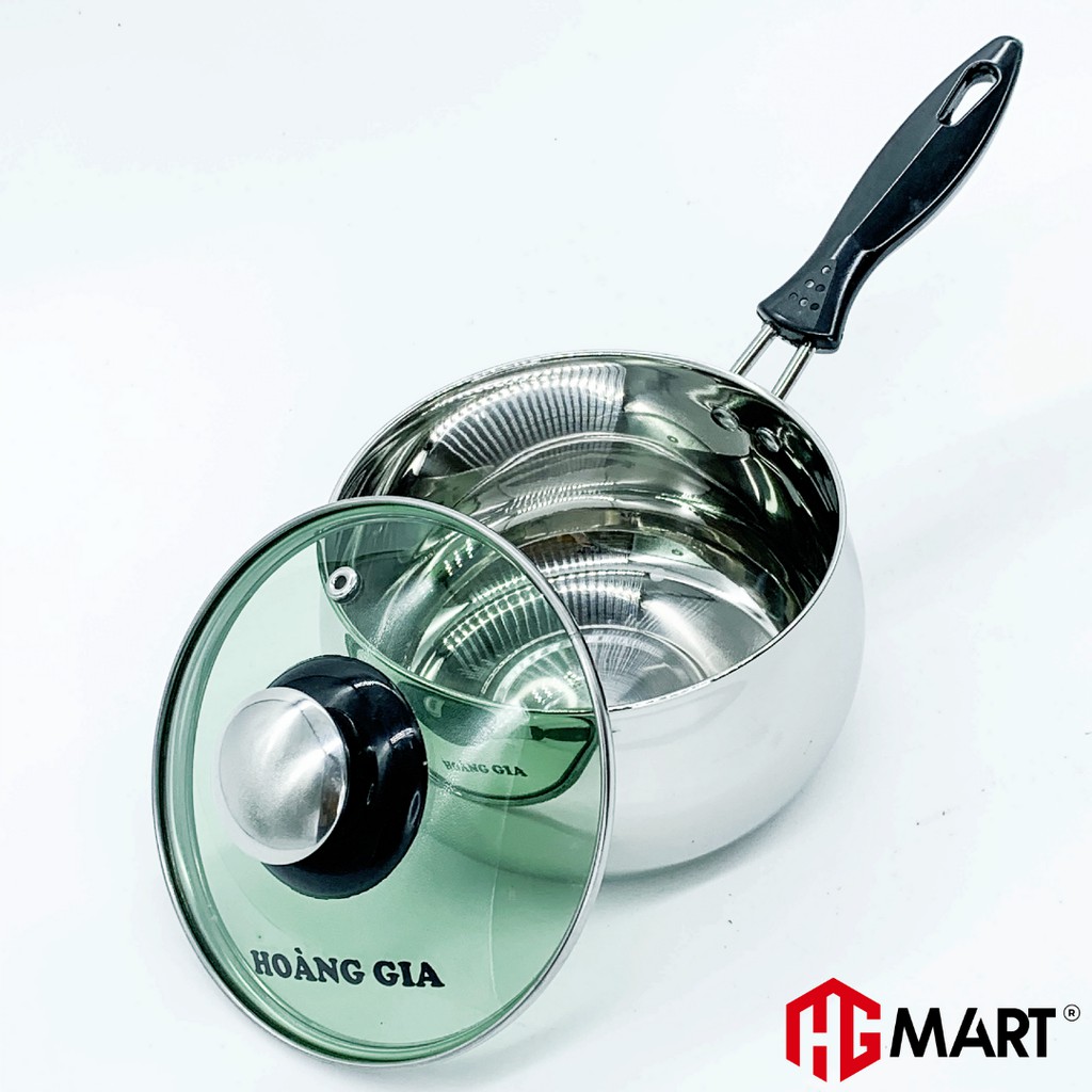 Ảnh Nồi nấu cháo bột cho bé inox 304 1 đáy bếp từ nắp kính thương hiệu Hoàng Gia [Bảo Hành 12 Tháng] 2