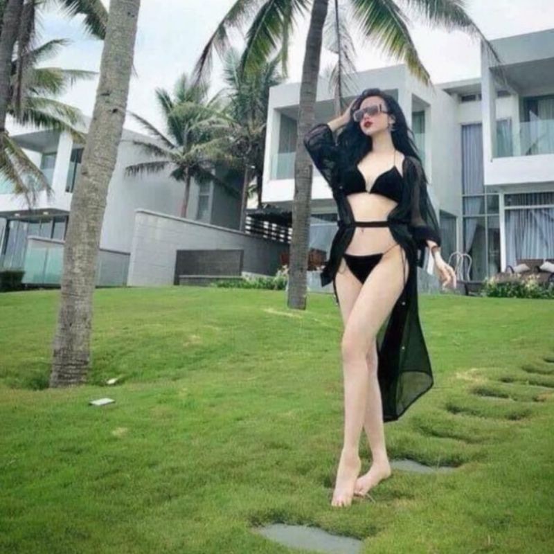 Bikini Đồ Bơi Áo Choàng Đi Biển Đen Trắng – Thời Trang Biển