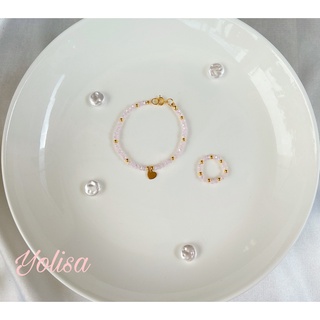 Combo vòng tay và nhẫn nữ handmade hạt cườm pastel princess nhẹ nhàng