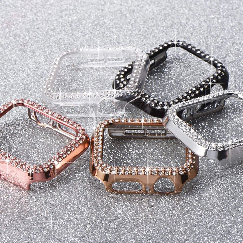 Ốp bảo vệ chống va chạm chống va chạm hai hàng kim cương hai hàng dành cho Apple Watch S11 S10 SE3 S9 S8 S6 S5 S4 45mm 41mm 46mm 42mm Vỏ Iwatch