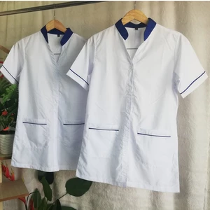 Áo Blouse Cổ Mao Bích Dành Cho Điều Dưỡng Viền Xanh Tay Ngắn Cho Nam Nữ