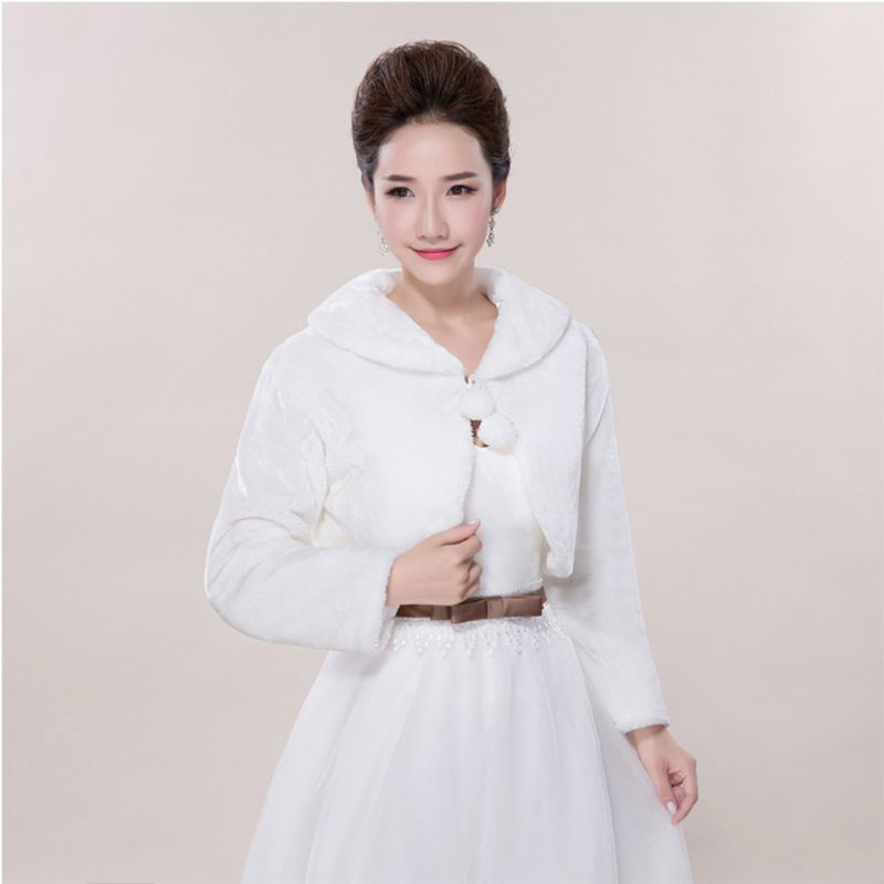 Dasbsug Nữ Lông Thú Giả Dài Tay Khăn Choàng Quấn Ve Áo Cổ Pompom Ren Lên Whi