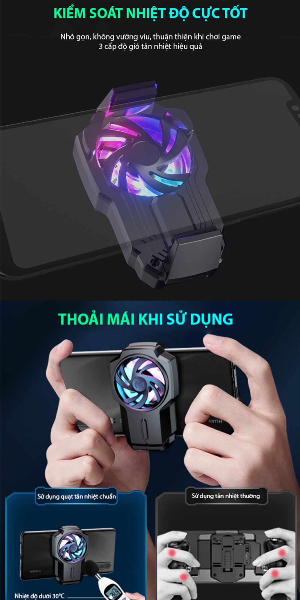 Mô tả Quạt tản nhiệt điện thoại MEMO FL05 không dây có pin 700 mAh điều chỉnh độ gió 3 mức chơi game MOBA FPS LIÊN QUÂN PUBG - 5