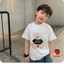 Áo cộc tay in hoạ tiết 3D hình chú gâu cho bé trai bé gái từ 08-20kg chất cotton hai màu xanh và trắng cho bé- DT1688