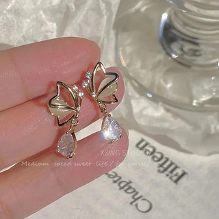 Bông Tai Hình Giọt Nước Đính Đá Opal Nhẹ Nhàng