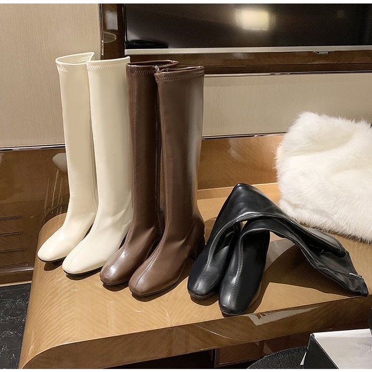 Bốt đùi nữ WOMEN STORY giày boots cao cổ da PU mềm boot khóa sườn đế ...