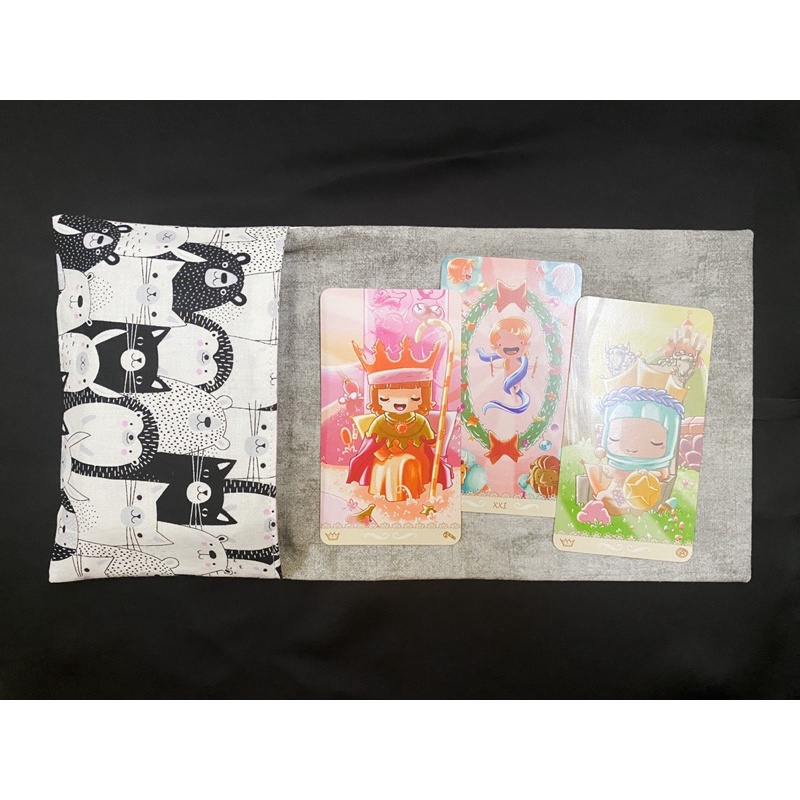 LITTLE FRIENDS - Túi, khăn trải gấp túi đựng bài Tarot (ribbon lụa đen ...