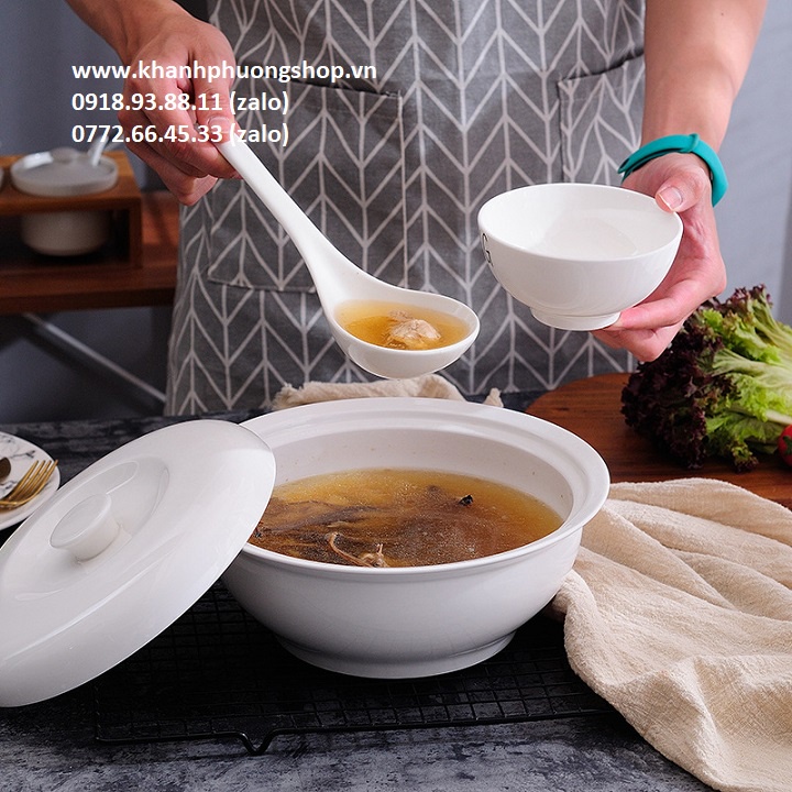 thố sứ đựng canh có nắp - thố sứ đựng canh có vá múc | Shopee Việt Nam