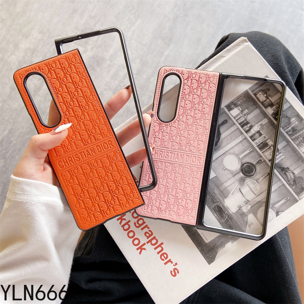 Dành Cho Samsung Galaxy Z Fold 6 5 4 3 2 Cổ Điển D Thiết Kế Da PU Chống Sốc Ốp lưng Samsung Galaxy Z Fold6 Z Fold5 5G Gấp Ốp lưng
